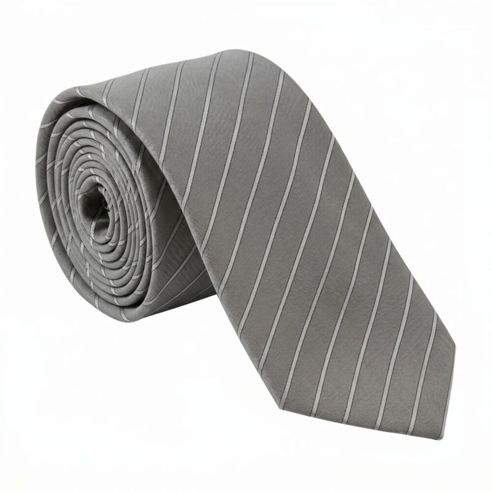 Emporio Armani 100% Silk Gray Striped Tie - Made in Italy